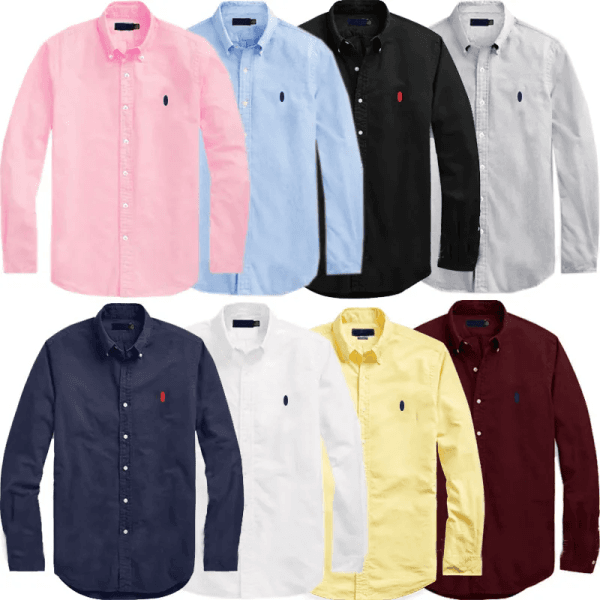 Luxury Men's Casual Shirts Long Sleeve Embroidery Button Down Social Business Tshirts Solid Color Tops Blouse For Men Women