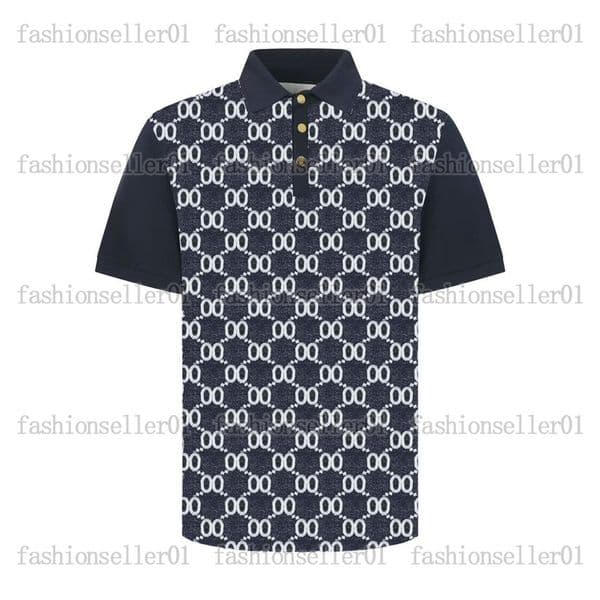 Designer Mens T Shirt polo Summer Clothing Tshirt T-shirt Classic double letter Pattern simple lapel polos patchwork metal button Casual cotton blue Tops Tees
