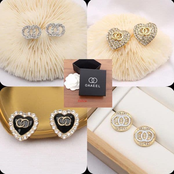 With Box 925 Silver Letter Stud Designer Earrings Women Geometry Inlay Crystal Rhinestone Pearl Earring Luxury Wedding Party Designers Jewerlry Christmas Gifts