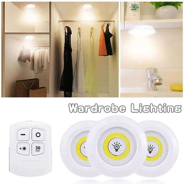 Dimmable Under Cabinet with Remote Control Battery Operated LED Closets Lights Wardrobe Bathroom lighting Night Light