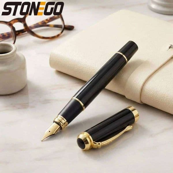 038mm Ultra Fine Tip Black Metallic Calligraphy Fountain with Ink Refill Converter Executive Gift Pen 26Y0430