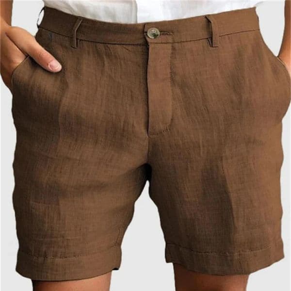 Summer Breathable Casual Linen Shorts Mens Fashionable Zip-up Button Shorts Daily Leisure Loose Straight Solid Color Men Shorts 260428