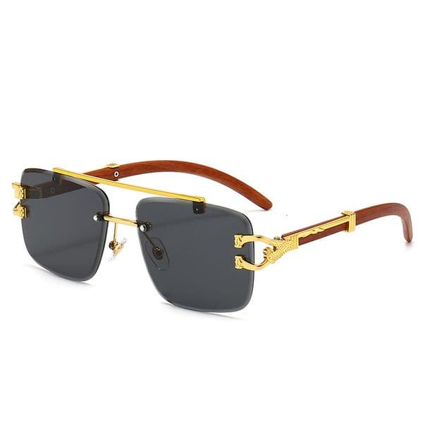 High Quality 2022 New Wood Grain Leopard Head Sunglasses for Women and Men, Double-Beam Cut-Edge Sun Protection Glasses, Popular Eyewear