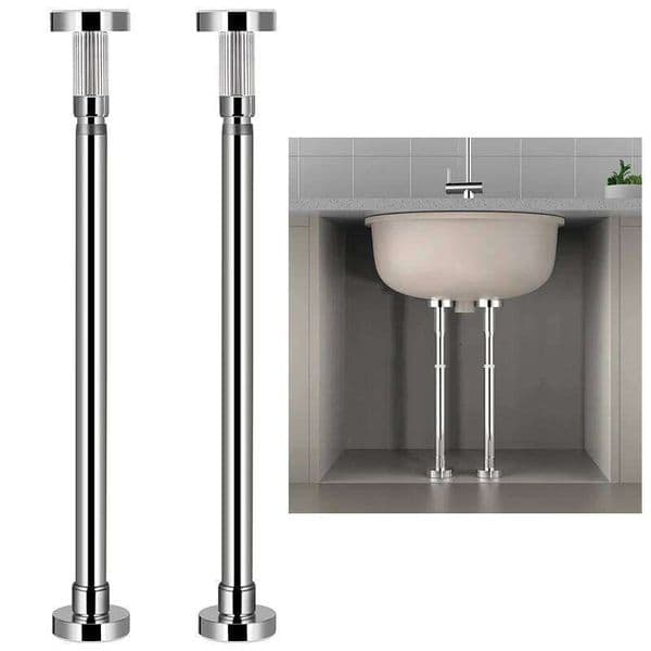 Adjustable Stainless Steel Clothes Drying Rack Telescopic Pole Curtain Rod Support Brackets for Kitchen Sink Installation