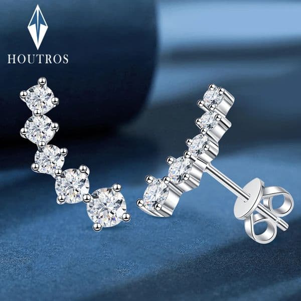 D Color Diamond Earrings GRA Certified 925 Sterling Silver Sparkling Smile Stud for Women Jewelry Gift 260430