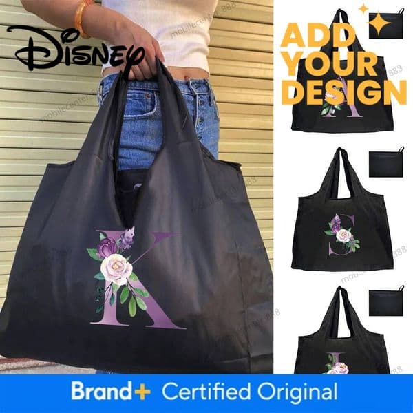 Designer Disney Tote Bag Eco-Friendly Folding Shopping Bag Reusable Portable Shoulder Handbag For Travel Grocery Fashion Purple Letter Series Luxury