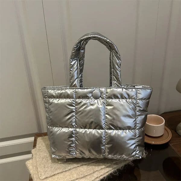 Large-capacity Tote Bag for Women Fashion Solid Color Quilted Tote Bag Lightweight Puffer Waterproof Shoulder Bags Female 260429