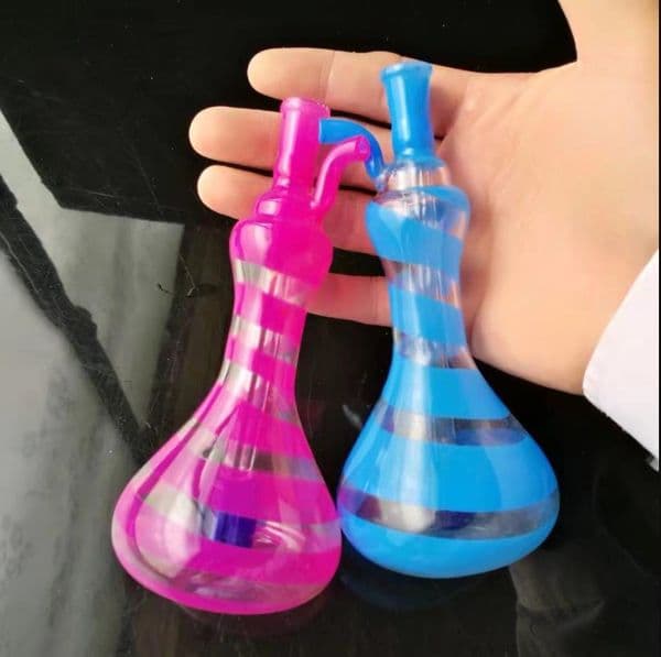 Coloured striped vase pot Wholesale Bongs Oil Burner Pipes Water Pipes Glass Pipe Oil Rigs Smoking