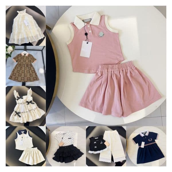Baby Designer Girl Dresses Fashion Clothing Children short clothing High quality size 90cm-160cm G007