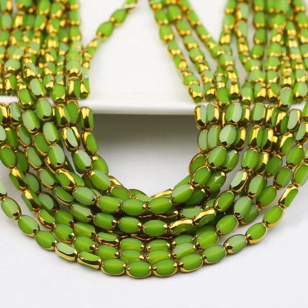 Green Plating Gold Crystal Glass Oval Briolette Loose Spacer Beads 50100200pcs 4x6mm For Jewelry Making Diy Bracelets Necklace 260430