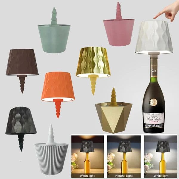 Modern Wireless Bottle Table Lamp Touch Control of 3 Colors and Stepless Dimming Night Lamp For Wine Bottles Decor Desk Lights 260430