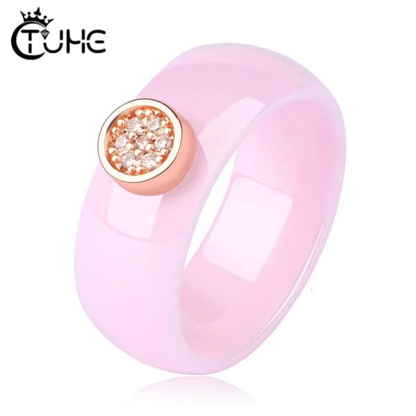 Healthy Rings for Women Genuine Ceramic Gold Rose Gold Crystal Ring Romantic Wedding Engagement Never Lose Color Jewelry260428