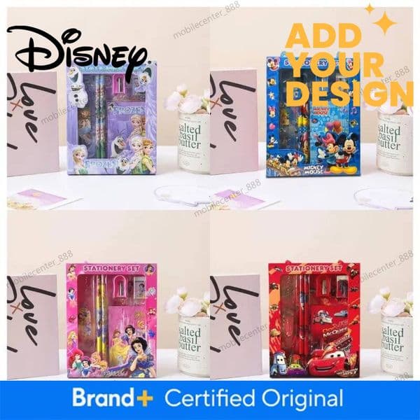 Designer Disney 6Pcs/Set Disney Stationery Set School Gifts With Pencil Pen Sharpener Eraser Notebook Ruler Luxury
