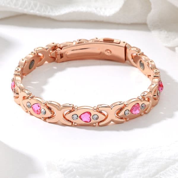 Fashion Detachable Heart-Shaped Magnetic Eco-Friendly Alloy Inlaid With Diamonds Adjustable Women'S Bracelet
