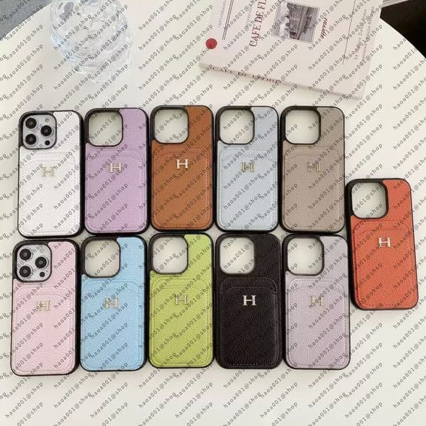 H 17 Pro Max Phone Case Designer Card Pocket embossing Leather iPhone Case with for iPhone 16 ProMax Cases Apple 15 14 13 Plus Cell Phone Cases Mobile Cover pendant