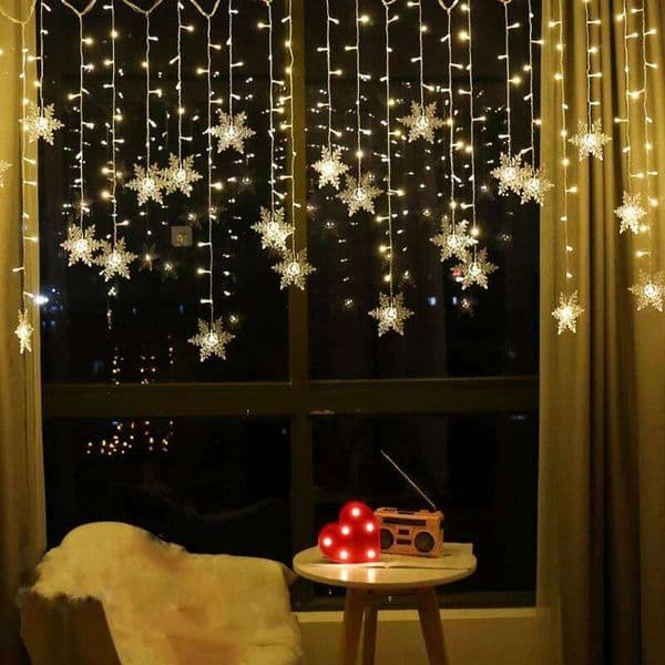 3.2M Christmas Snowflakes LED String Flashing Fairy Curtain Lights Waterproof For Holiday Party Wedding Xmas Decoration