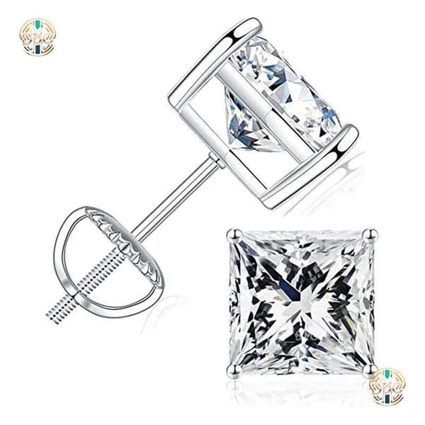 stud designer for women 925 sterling silver 4 prong pass diamond tester vvs1 square moissanite earrings 18K gold mens earring jewelry valentines day gift