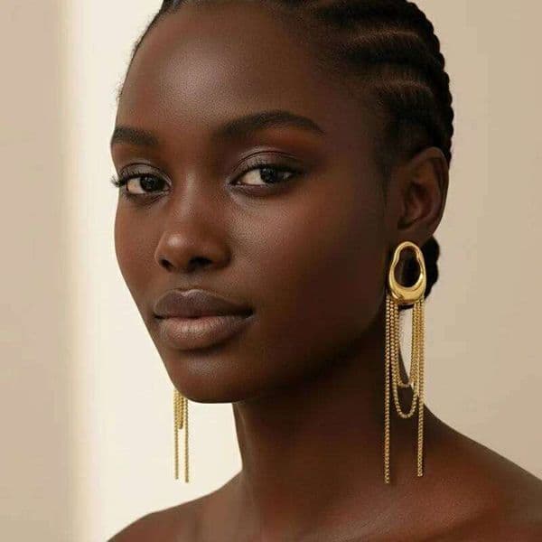L Stainless Steel Long Tassel Chain Drop Dangle Earrings For Women Waterproof Personalized Daily Fashion Jewelry Gift Yuansiqi