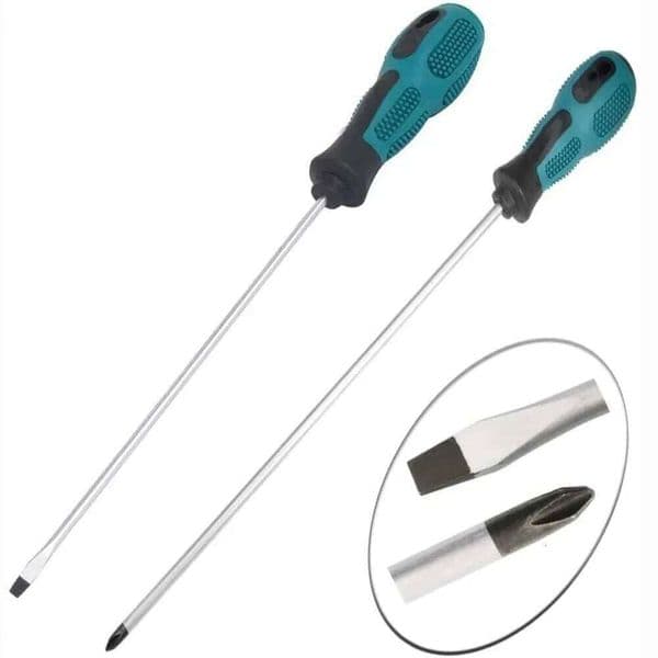 3x150mm/200mm Long Slotted Phillips Screwdriver with Rubber Handle Magnetic Tip for Installation Disassembly Repair Tool