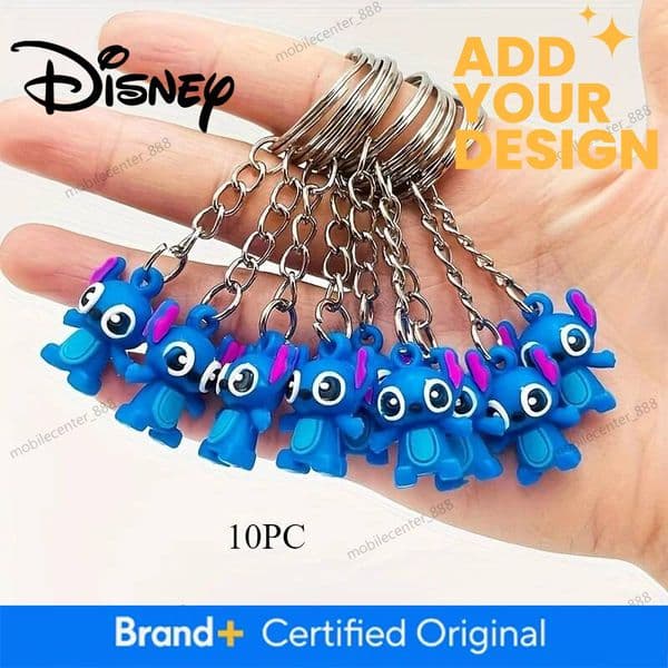 Designer Disney 10Pcs Disney Stitch Silicone Keychain Set - Cute Cartoon Interstellar Baby Accessories, Fashionable Couple Packaging Accessories Luxury
