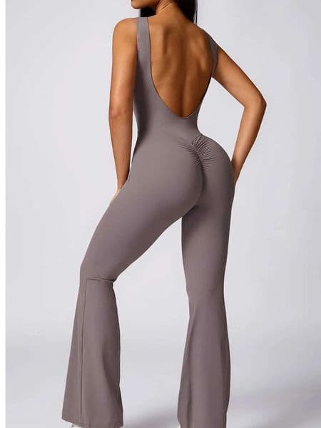2026 outdoor New Hollow Out Backless One Piece Yoga Jumpsuit Women Sport Sleeveless Fitness Gym Suit Workout Exercise Skinny Flare Bodysuits