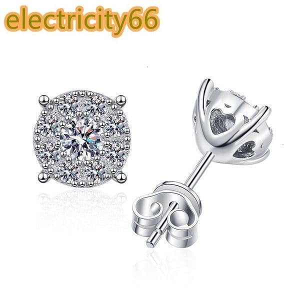 E182 Fashion Classic 925 Sterling Silver Round VVS 08Ct Moissanite Exquisite Designer Stud Earrings for Women Party Jewelry