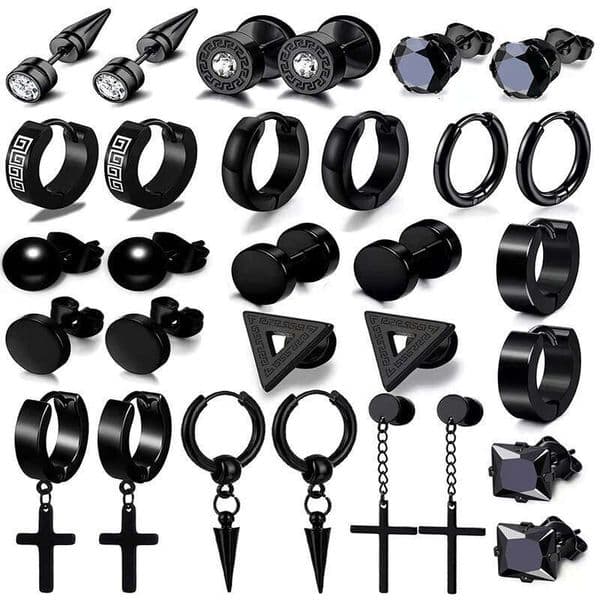 New earrings for men and women, stylish couple earrings, studs, hoop earring sets, trendy ear accessories