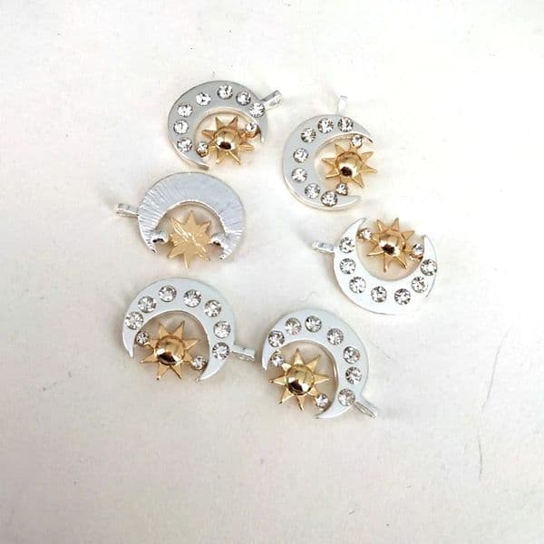hzew 5 pcs Pair Of Celestial gold Sun And silver color Moon pendant charm Friends Gift For Friend men women 260429