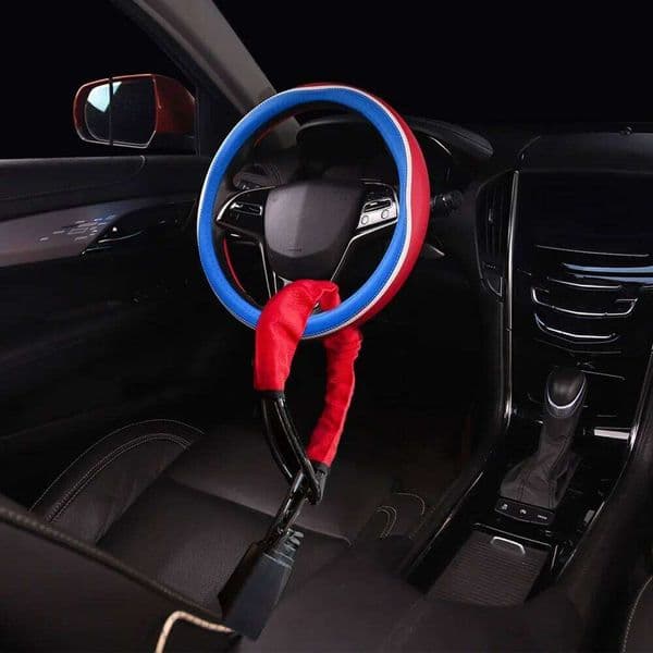 Car Steering Wheel Lock Seat Belt Socket Steel Rope For Truck SUV Van RV With 3 Keys Universal Anti Theft Protection Device
