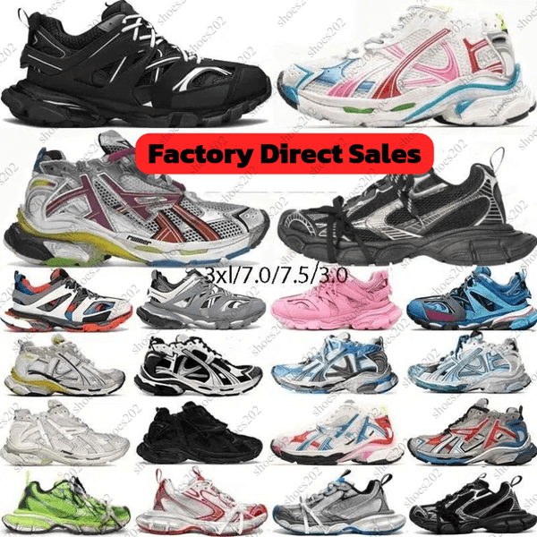 Men Sneakers Designer Runner 3xl Sneakers led Track Runners 7.07.53.0Paris All Black White Pink Grey Gomma Leather Nylon Printed Platform Chunky men women Retro Shoes