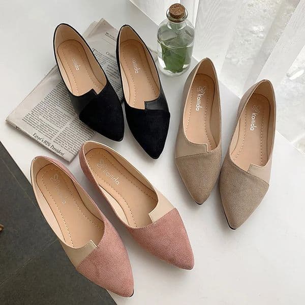 Pointed Toe Flat Shoes Women Solid Patchwork Slip On Shoes Casual Breathable Ballet Flats Daily All-Match Comfort Loafers Shoes 260410