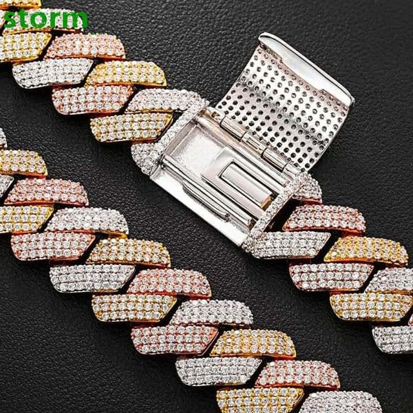 Iced Out Moissanite 14K White Gold Hip Hop Necklace Mens Fashion Chain Birthday Gift