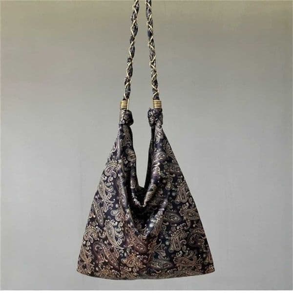Luxury Purse 2026 New Silk Scarf Tote Bag Cashew Flower Pattern Single Shoulder Underarm Bag Large Capacity Patchwork Silk Bag