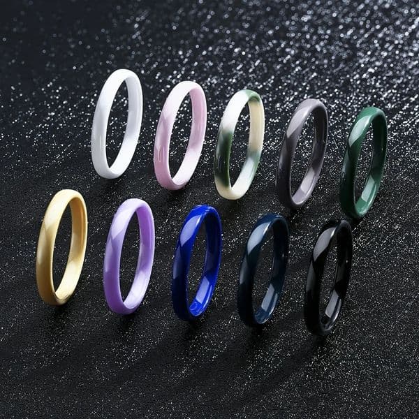 m Thin Stackable Ceramic Ring Women Minimalist Plain Wedding Band Black White Pink Green Promise Pinky Ring Hypoallergenic260428