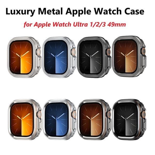 Luxury Metal Watch Case for Apple Watch Ultra 49mm Zinc Alloy Cover Hard Bumper for iWatch Ultra 1/2/3 49mm Shell Shockproof Anti-Scratch Covers