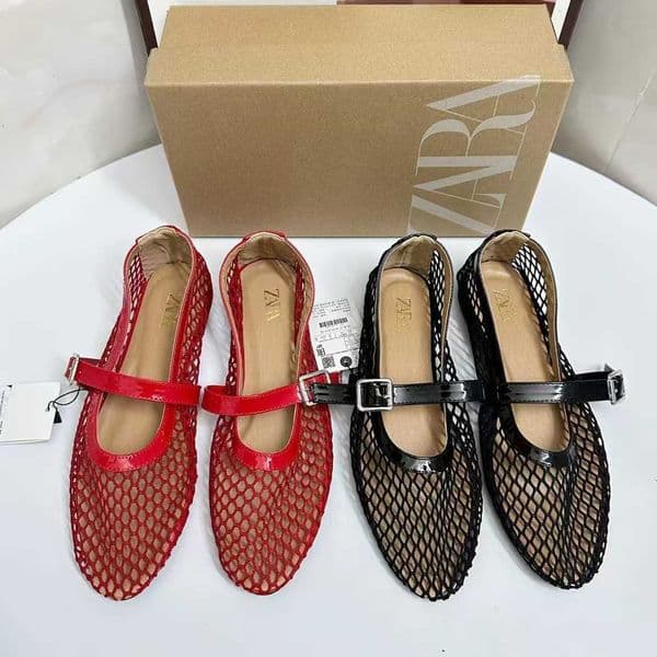 With Box Sandals Designer Luxury hollow-out ballet shoes for women with a single strap for outdoor wear flat-soled mesh Mary Jane shoes for women X260516