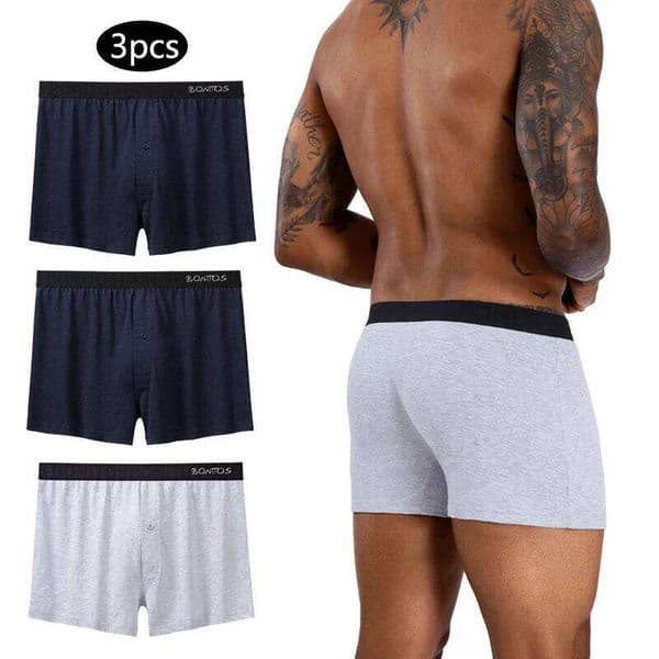 3pcs Front open underwear for man Reflective Cotton Men's Panties Sexy Boxers loose Underpants mens boxer shorts Beach Trunks