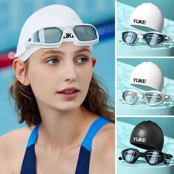 Portable Big Frame Swimming Goggles Silicone Swim Glasses with Earplugs Professional Men Women HD Anti-fog Swimming Eyewear Z260504