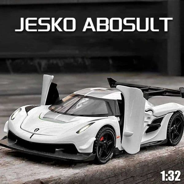 Scale 1:32 KNSG Jesko Car Model Toy Alloy Body Rubber Tires Diecast Supercar Models Doors Opened Sound Light Kids Toys Gifts 26Y0504