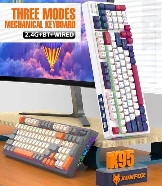 Wireless Mechanical Keyboard Hot Swap 100 Keys 98% Layout Russian Spanish Korean Arabic Bluetooth Connect Blue Red Switch K6 S260430