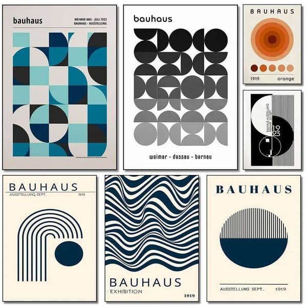 1pc Frameless Bauhaus Modern Geometric Art Minimalist Classic Poster Retro Room Family Bar Cafe Nordic Home Decor 26Y0504
