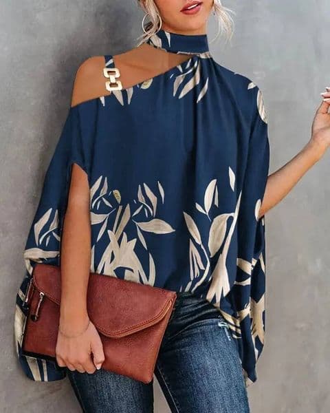 Casual Loose Women's Blouse Fashion Batwing Sleeve Print O-neck Shirts Top 2024 Spring Summer Office Lady Blouses Elegant Tops dongdumaoyi