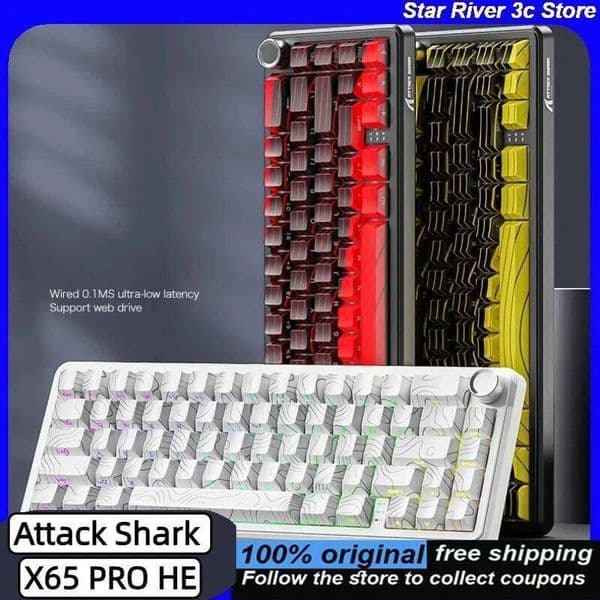 Attack Shark X65 PRO HE Magnetic Switch 8K RT0.001mm Side Engraving Bluetooth Wireless Gaming Keyboards Windows Mac PC S260430
