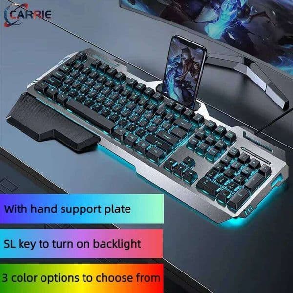 Gaming RGB LED Backlight Plug And Play White/Black Keyboard Ergonomic Design Waterproof Keycaps Hand Support S260430