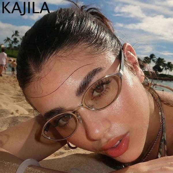 Y2K Punk Small Oval Sunglasses Women 2026 Luxury Designer Fashion Vintage Streetwear Eyewear Retro 90s Sun Glasses Travel Shades 26W0504