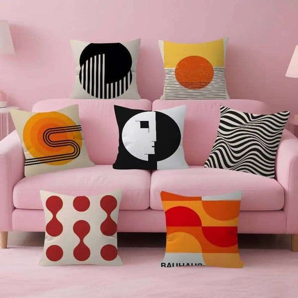 Pillow Case abstract Bauhaus-style Cushion Cover Inches Farmhouse Decor Home Throw Pillow Covers for Couch Decorations 26W0504