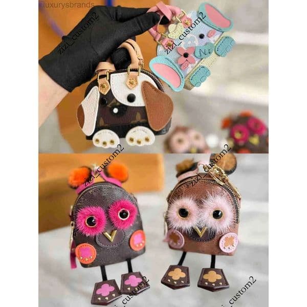 vv Keychains Luxury Brand Women Key Wallets Designer Dog Elephant Shell Coin Purses Keychain Cute Owl Mini Backpack Ladies Zipper Card Bags Clutch Bag Totes Pe