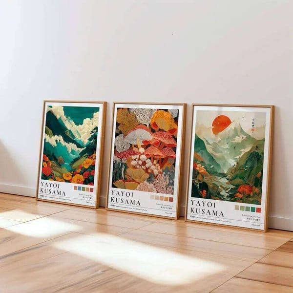 1/3pcs Coral Reef Yayoi Kusama Canvas Prints Mushrooms Mount Fuji Japanese Wall Art Posters for Modern Living Room Home Decor 26Y0504