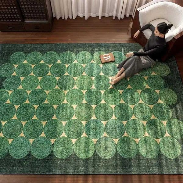 VIKAMAf Green Retro Style Carpet Durable and Wear-Resistant Living Room Rug Dining Room Floor Mat Home Decor J260504