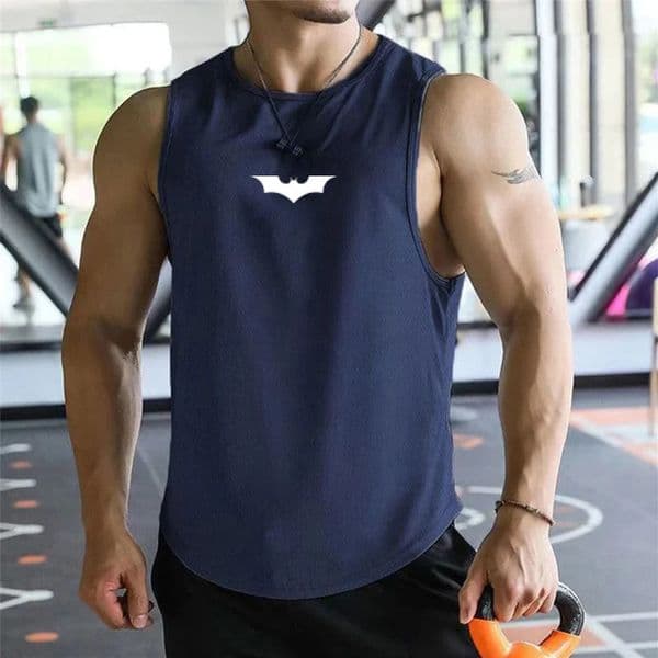 Mens Gym Tank Top Fitness Training Clothing Bat Print Quickdrying Bodybuilding Sleeveless Shirt Men Fashion Vest 260428